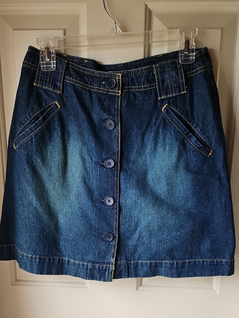 St. John's Bay Dark Blue Denim Button-Front Skort.